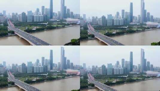 广州城市天际线和桥梁高清在线视频素材下载