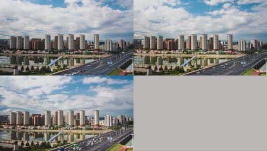中国城市街道的车流时间流逝高清在线视频素材下载