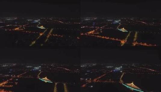 城市夜景航拍-上海金山枫泾镇2高清在线视频素材下载