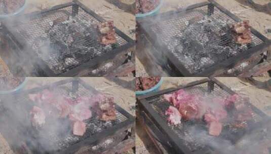 西昌大凉山彝族风味烤乳猪肉高清在线视频素材下载