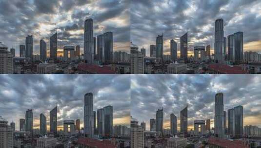 天津城市风光日出小白楼凯旋门延时摄影高清在线视频素材下载