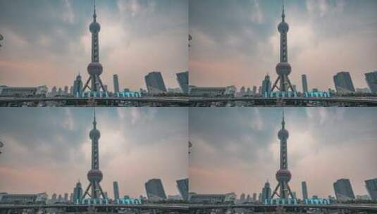 上海东方明珠从白天到亮灯高清在线视频素材下载