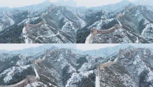 中国的长城和壮丽的山景冬季高清在线视频素材下载