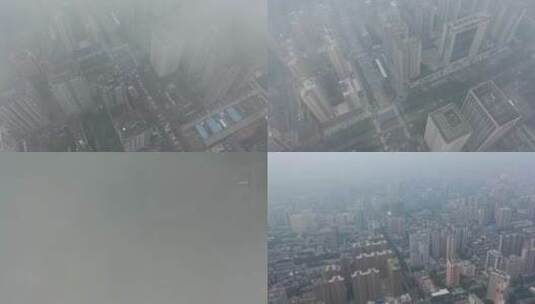 城市雾霾 航拍西安雾霾 环境污染4K高清在线视频素材下载