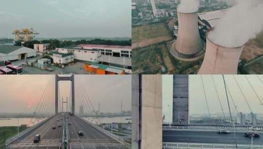 闵浦三桥航拍合集高清在线视频素材下载