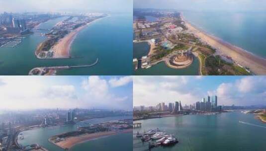 航拍日照市海岸线高清在线视频素材下载