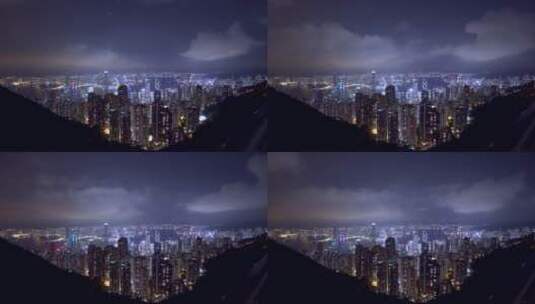 香港太平山顶夜景延时 维多利亚港高清在线视频素材下载