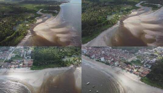 无人机4k的马拉戈吉巴西。传奇的巴西海滩。东北。沙漠海洋景观高清在线视频素材下载
