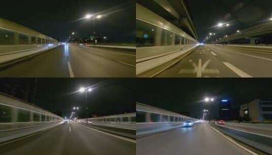 夜晚杭州市上塘高架路车尾行车空镜1高清在线视频素材下载