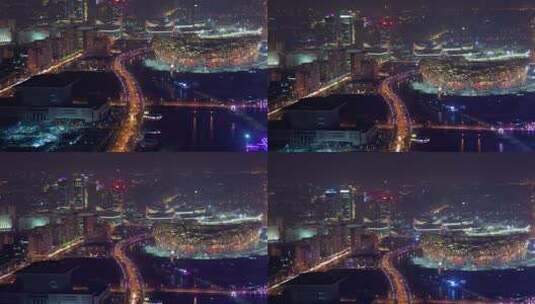 北京夜航城市景观国家体育场高清在线视频素材下载