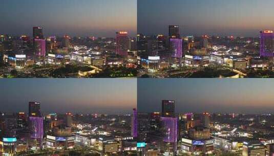 宁波城市夜景天一广场航拍4K高清在线视频素材下载
