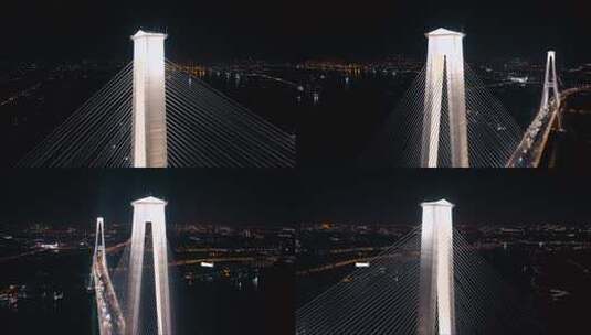 徐浦大桥夜景航拍高清在线视频素材下载