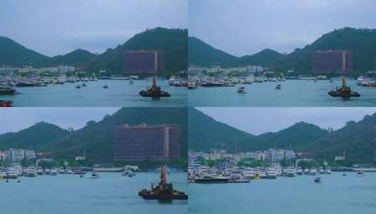 游艇码头 繁忙的港口港湾延时高清在线视频素材下载