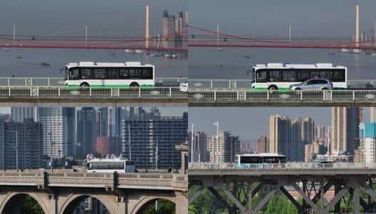 武汉长江大桥公交车高清在线视频素材下载