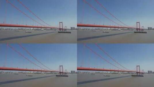 湖北武汉鹦鹉洲长江大桥航拍高清在线视频素材下载