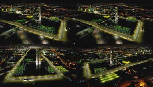 巴西巴西利亚市中心。标志性国家巴西首都的空中景观。高清在线视频素材下载