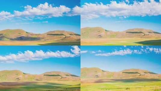 时间流逝：云层在意大利的Castelluccio di Norcia高地上移动。村庄栖息在山上高清在线视频素材下载