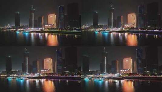 浙江瓯江畔傍晚航拍高清在线视频素材下载