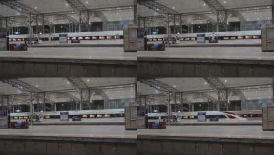 夜晚运行的复兴号高铁站台高清在线视频素材下载