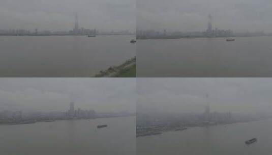 航拍武汉武昌江滩绿地高清在线视频素材下载