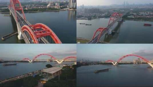 广州 新光大桥航拍 红桥高清在线视频素材下载