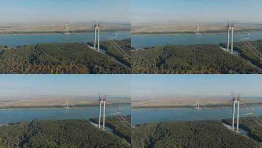 布拉拉大桥塔架和主缆高清在线视频素材下载