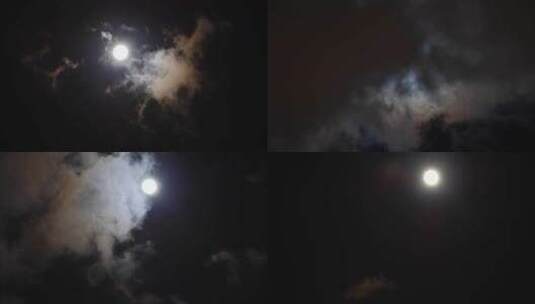 美丽的月亮从夜晚的云中升起延时高清在线视频素材下载