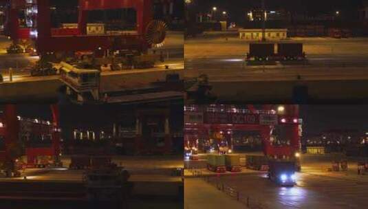 广州港自动化码头夜景6K航拍高清在线视频素材下载