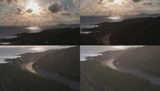 平潭岛东海景观大道清晨航拍高清在线视频素材下载