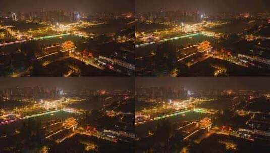 荆州古城夜景延时高清在线视频素材下载