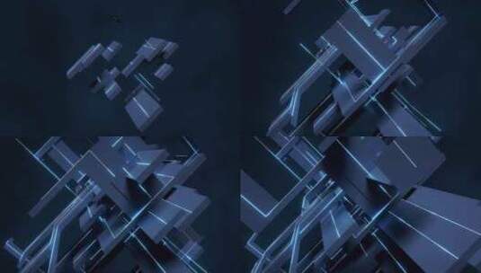 三维的几何建筑模型高清在线视频素材下载
