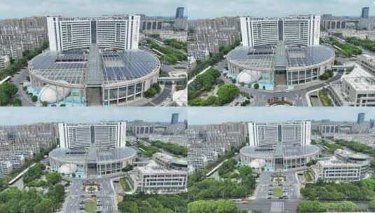 张家港市第一人民医院航拍高清在线视频素材下载