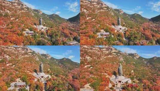 青岛崂山青岛秋景青岛太清宫航拍高清在线视频素材下载