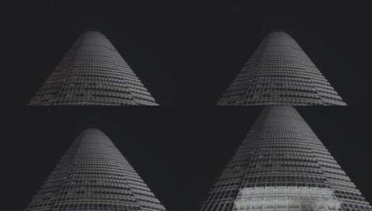 香港国际金融中心仰拍夜景高清在线视频素材下载