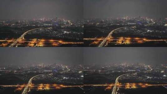 广州华南快速路夜景航拍高清在线视频素材下载