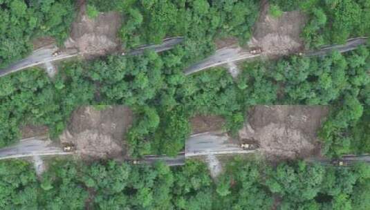 雨季泥水流塌方路段工程车抢修高清在线视频素材下载