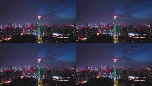 最新成都339电视台夜景蓝调延时高清在线视频素材下载