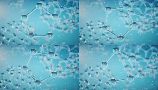 蓝色背景的化学分子，3d渲染。高清在线视频素材下载