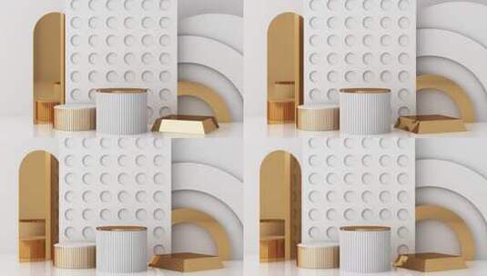 最小场景与讲台和抽象背景。金色和柔和的彩高清在线视频素材下载