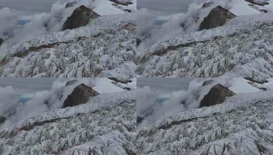 航拍四川第二高峰中山峰雪山冰川冰塔林风光高清在线视频素材下载