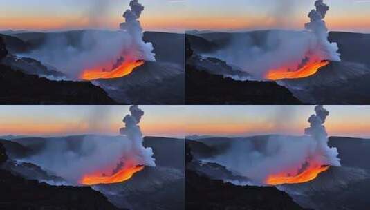 火山岩浆喷发高清在线视频素材下载