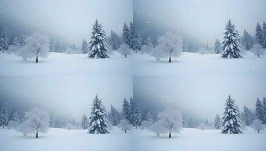 冬季白茫茫雪地雪屋雪山雪景4k舞台粒子活动背景高清在线视频素材下载