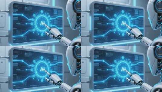 机器人操作AI界面高清在线视频素材下载