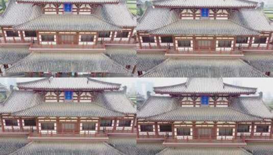 中国寺庙古建筑正面下降仰镜实拍高清在线视频素材下载