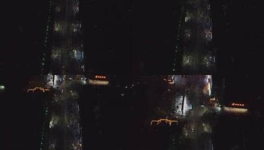 俯视车流前飞摇城市夜景高清在线视频素材下载