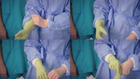 医生带上医用手套高清在线视频素材下载