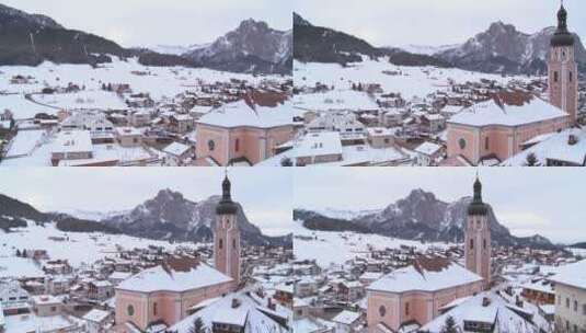 积雪覆盖的蒂罗尔村庄高清在线视频素材下载