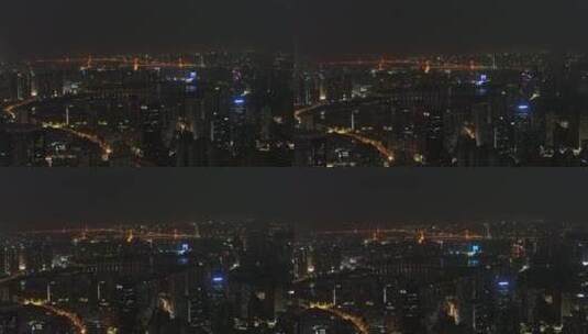 武汉市航拍夜景长江立交桥高楼大厦长江二桥高清在线视频素材下载