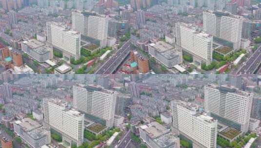 上海第十人民医院 城市建筑 航拍高清在线视频素材下载
