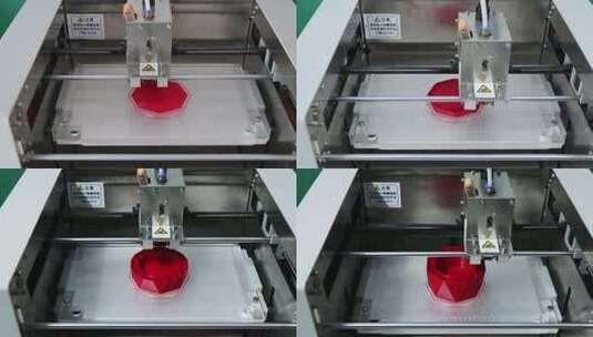 3D打印机打印红色模型高清在线视频素材下载